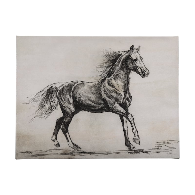 Old West Collection V (Horse Sketch) (40 x 30) Canvas Art Print - Large