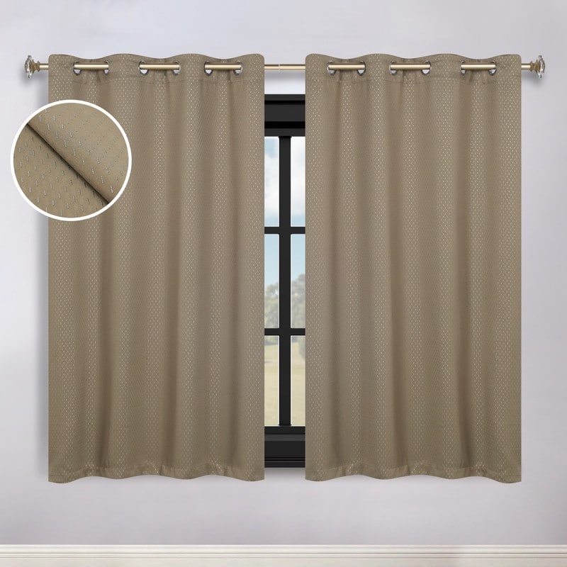 Superior Shimmer Washable Room Darkening Curtains, Set of 2 Panels - 52" x 63" - Olive Green