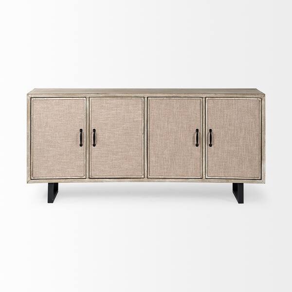 Light Brown Solid Wood Sideboard With 4 Fabric Covered Cabinet Doors Light Brown Solid Wood Sideboard With 4 Fabric Covered Cabinet Doors