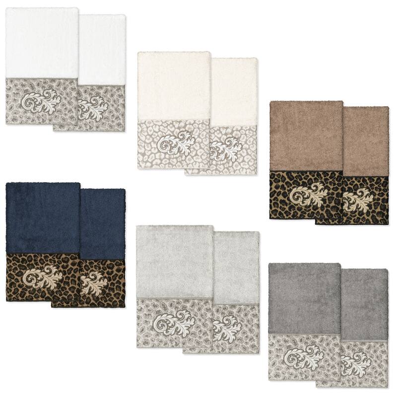 Authentic Hotel and Spa 100% Turkish Cotton April 2PC Embellished Hand Towel Set