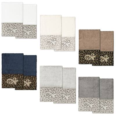 Authentic Hotel and Spa 100% Turkish Cotton April 2PC Embellished Hand Towel Set