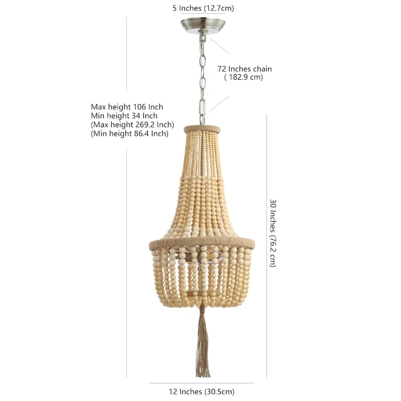 SAFAVIEH Lighting Stefa Adjustable 2-Light Led Gold Pendant - 12"x12"x34-106" - Brown/Brush Nickel - 12Wx12Dx106H