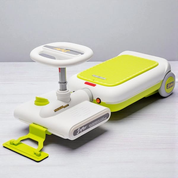 slide 2 of 14, 12V Kids Cleaning Go Kart with Retractable Design, Mopping Function, Music, Lighting, for Ages 3-6 Green