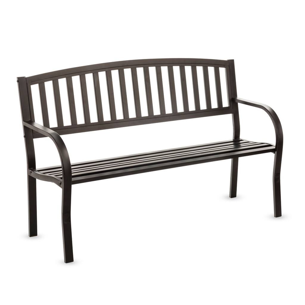 Arched 50 in. Black Metal Outdoor Bench - 50x34x21