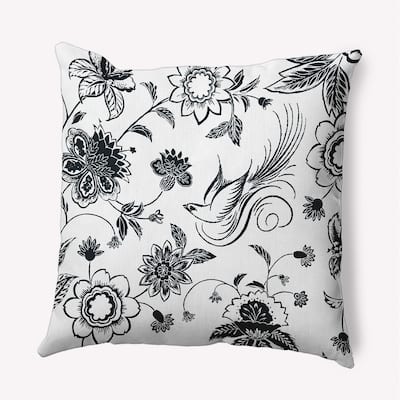Traditional Bird Floral Polyester Indoor Pillow