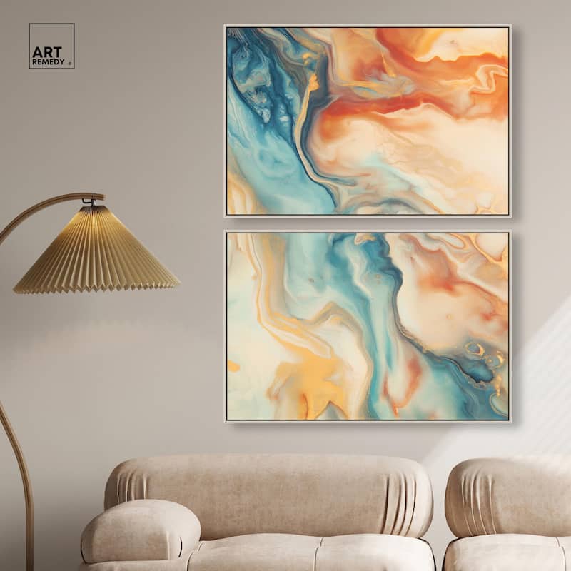 Marbled Sunrise II Canvas Set of 2 by Art Remedy