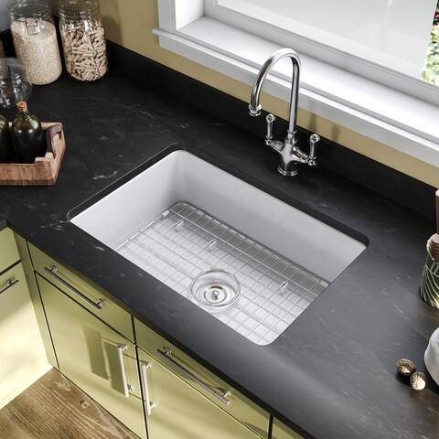 DeerValley Glen 27" x 19" Fireclay Rectangular Undermount Kitchen Sink
