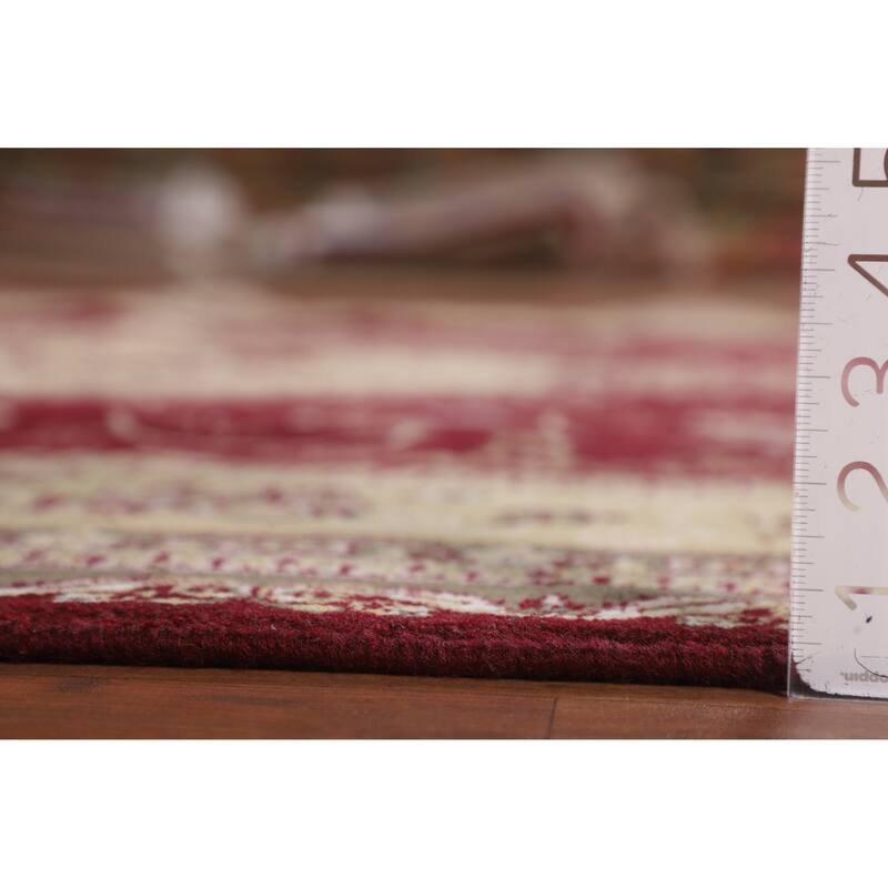 Victorian Style Kashan Turkish Area Rug Machine Made Floral Red Carpet - 6'9" x 9'10"