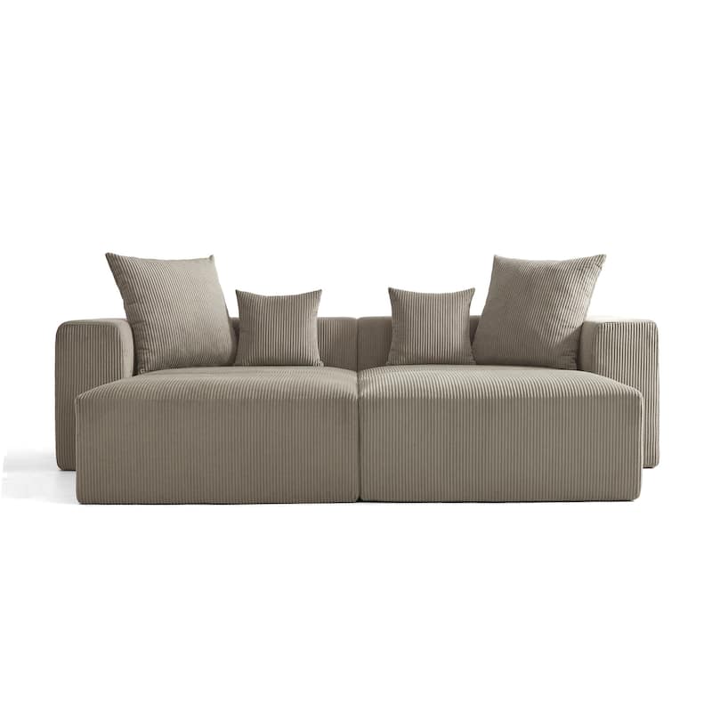 Corduroy Upholstered Modular Sectional Sofa with Ottoman