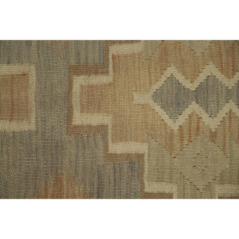 Hand Woven Oriental 100% Wool Carpet Southwestern Tribal Greys & Charcoal Kilim Area Rug - 9' 1'' X 5' 8''