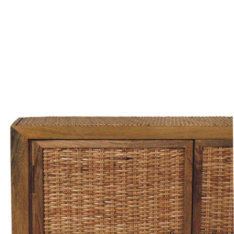 Artisan Furniture Solid Wood Rattan Oak 2-Door Cabinet, Brown