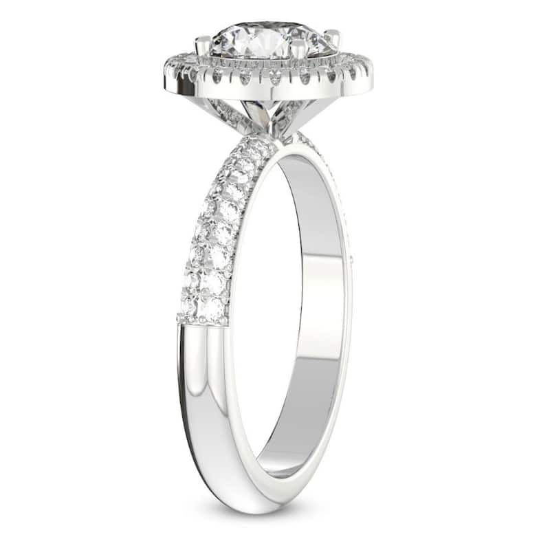 .86Ct Pave Diamond Halo Engagement Ring Lab Grown White, Yellow, or Rose Gold