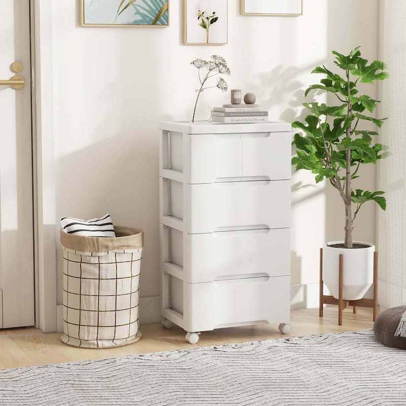 Costway 1 PCS 5-Drawer Plastic Rolling Storage Cart with 4 Universal - See Details