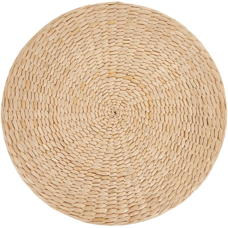 White or Black Wooden Handmade Woven Two-Toned Geometric Stool with Seagrass Top