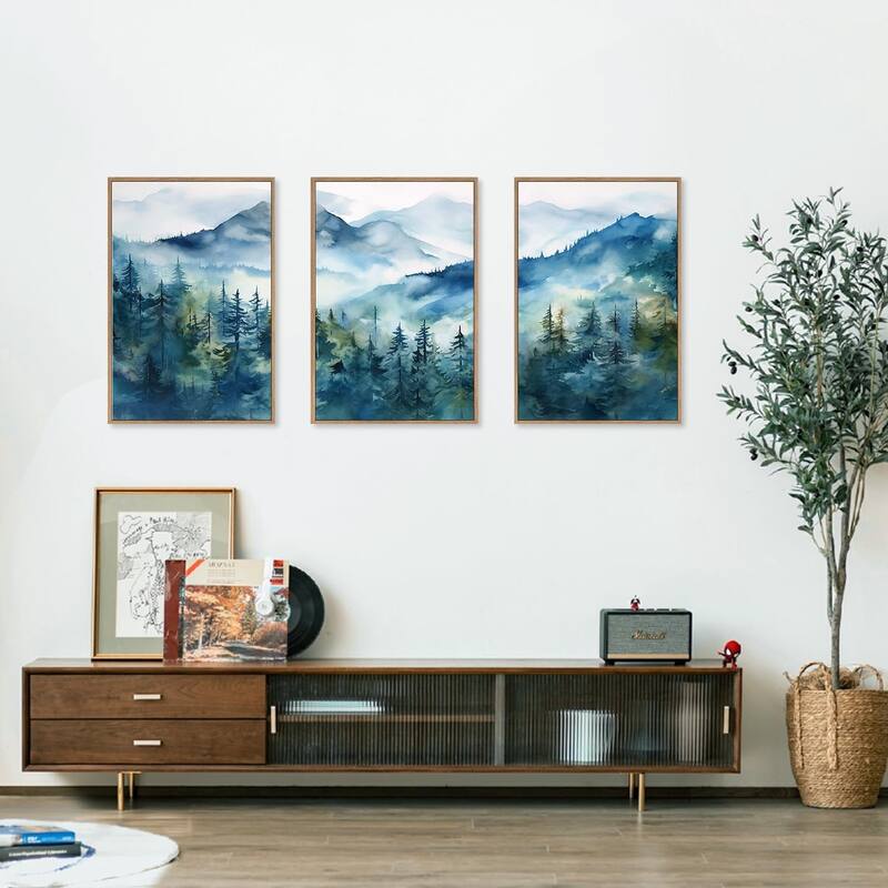 Natural Landscape Wall Decor, Green Pines Trees Wall Painting