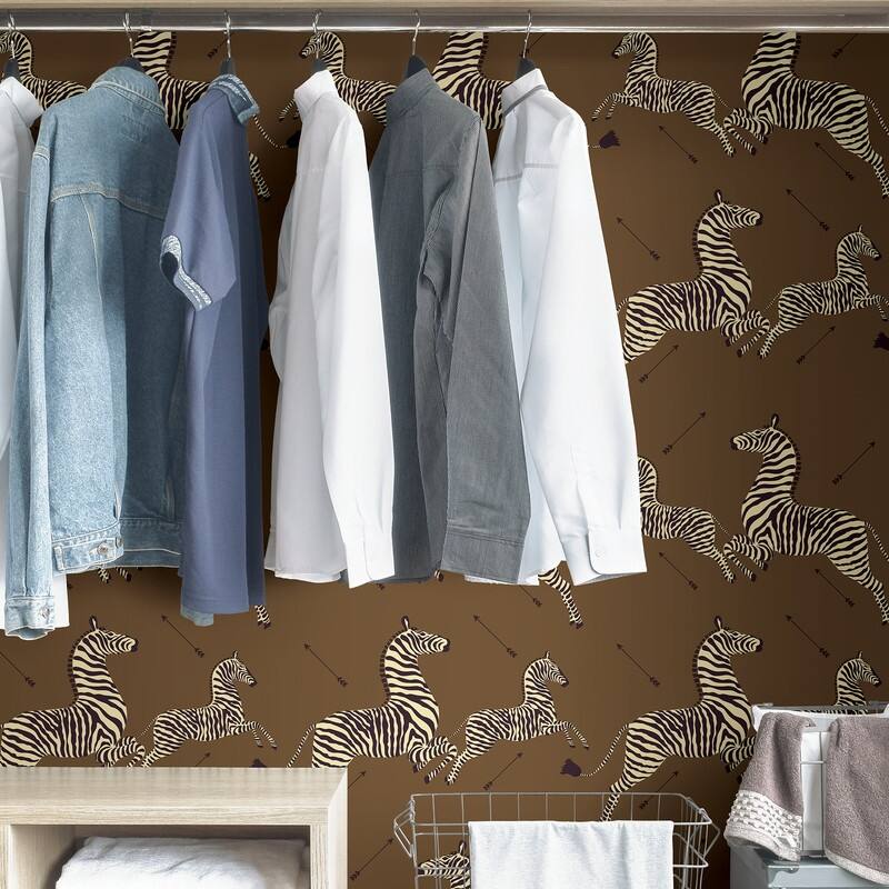 Scalamandre Safari Brown Zebra Safari Self Adhesive Peel & Stick Wallpaper