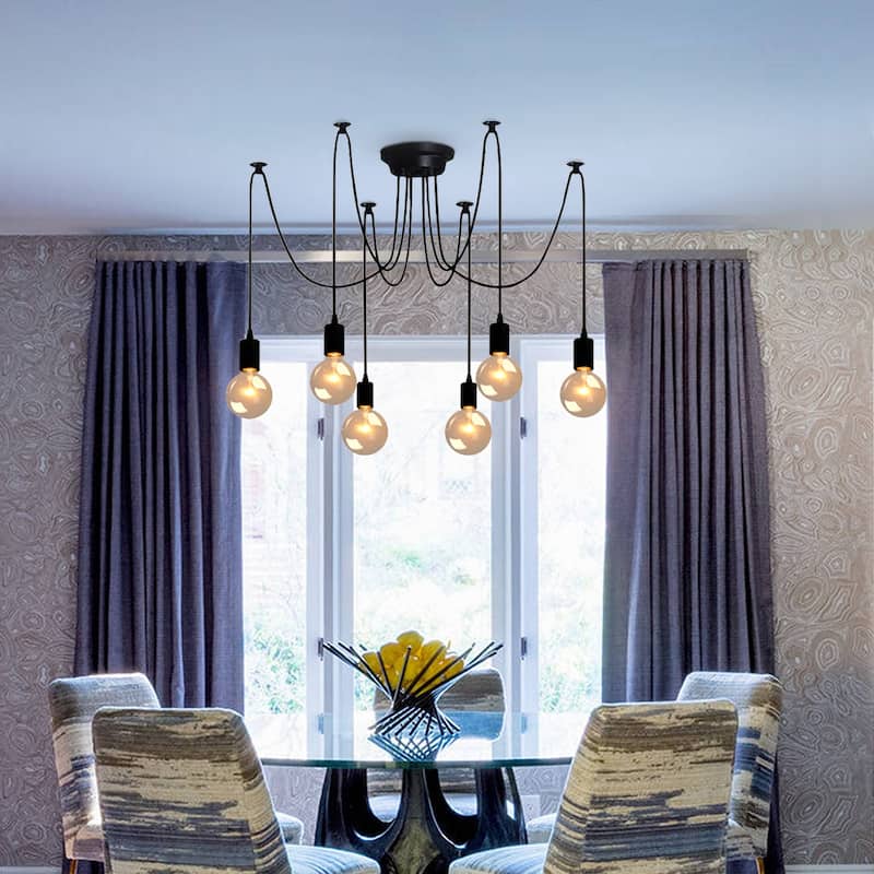 Cusp Barn Antique Classic Adjustable Ceiling Spider Lamp Retro Chandelier Pendant Light for Dining Room