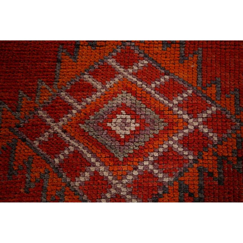 Oushak Turkish Vintage Runner Rug Hand-Knotted Tribal Wool Carpet - 3'4"x 11'10"