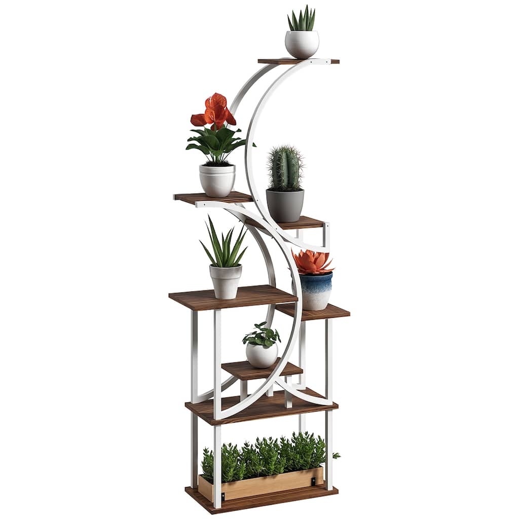 8 Tier Plant Stand Indoor, 62" Tall Plant Shelf, S-Shaped Plant Rack, Carbonised Finish