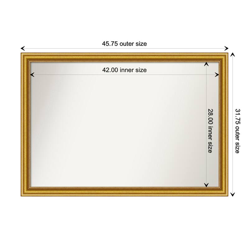 Townhouse Gold Framed Non-Beveled Custom Wall Mirror, Bathroom Vanity Mirror - Outer Size: 45.75 x 31.75