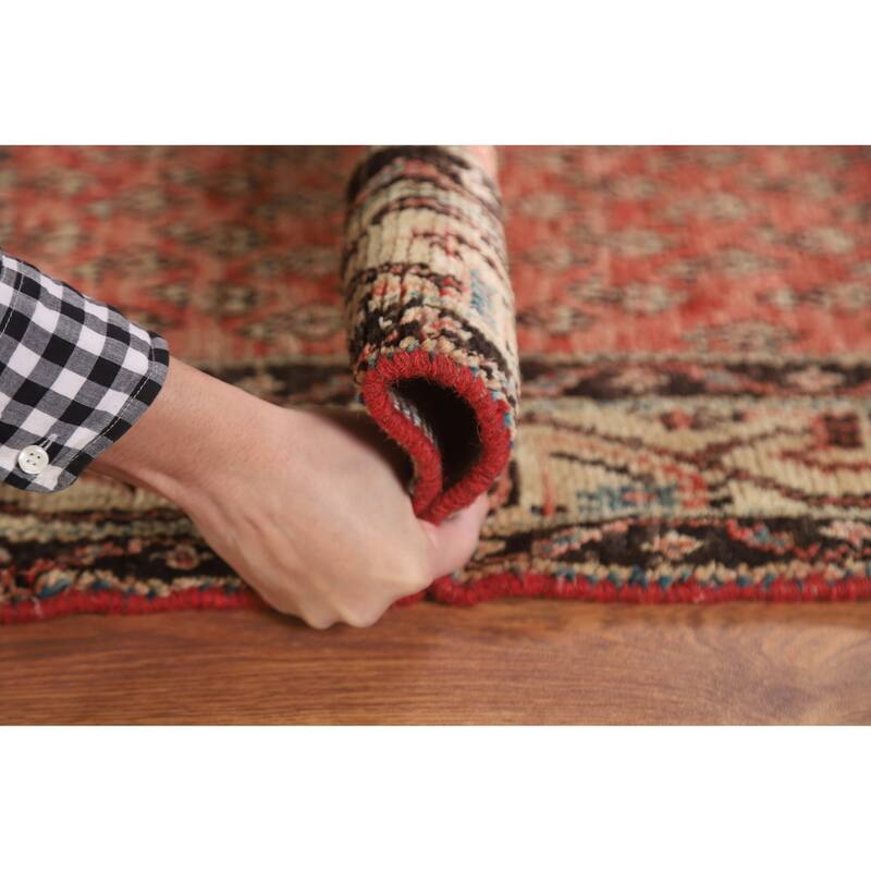 Hand Knotted Oriental 100% Wool Carpet Traditional All-Over Red Botemir Runner Rug - 9' 4'' X 3' 8''