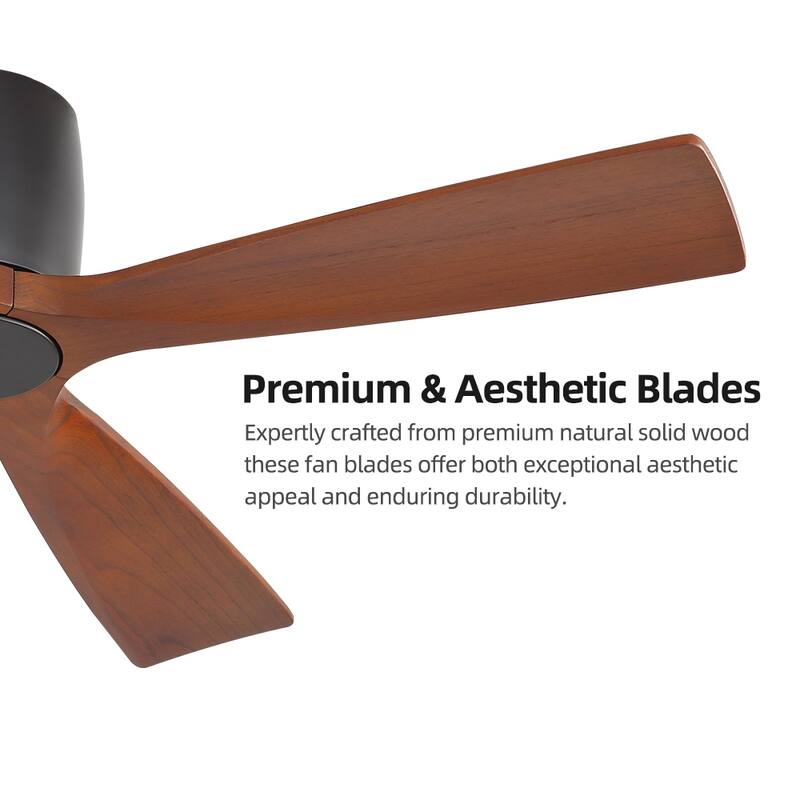 MLiAN 4 Soild Wood Blades Flush Mount Ceiling Fan Remote Control 6-Speed DC