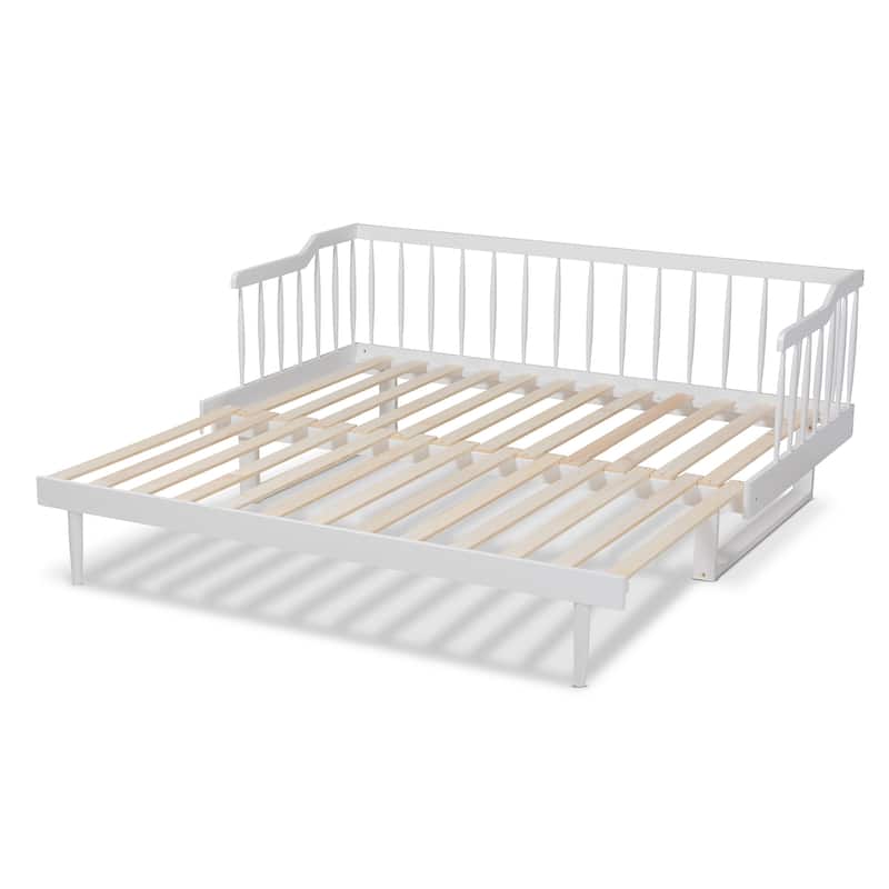 Muriel Modern and Transitional Expandable Twin to King Spindle Daybed