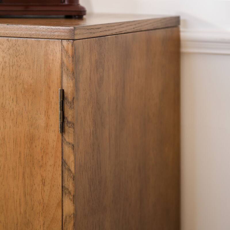 Rustic Hand-Carved Wooden 2-Door Cabinet