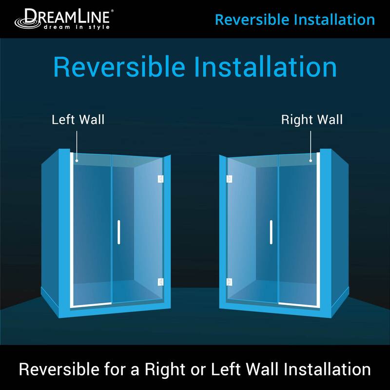 DreamLine Unidoor Plus 52-52 1/2 in. W x 72 in. H Frameless Hinged Shower Door - 52" - 52.5" W