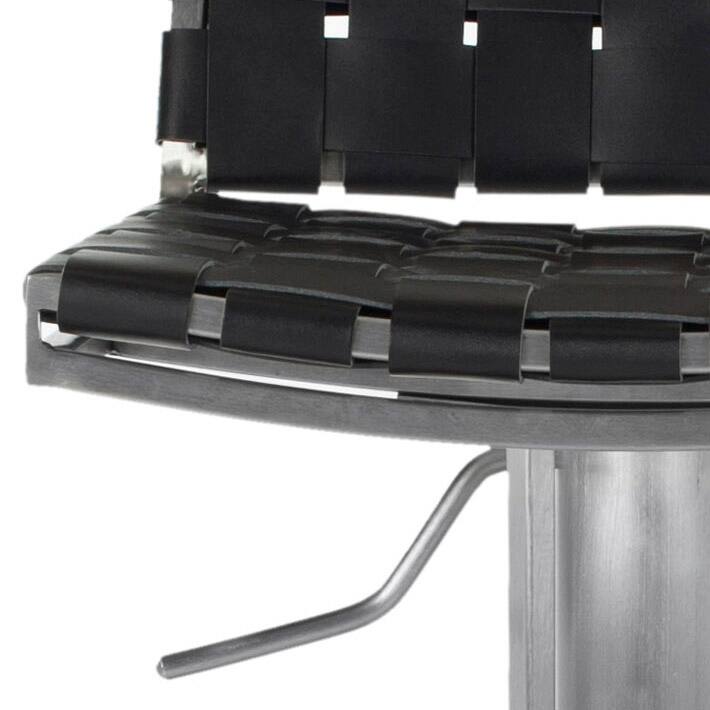 SAFAVIEH Herlinda 21.7-30.7-inch White Leather Seat Stainless-Steel Adjustable Bar Stool - 18.5" x 15.4" x 29.5" - 19Wx15Dx30H