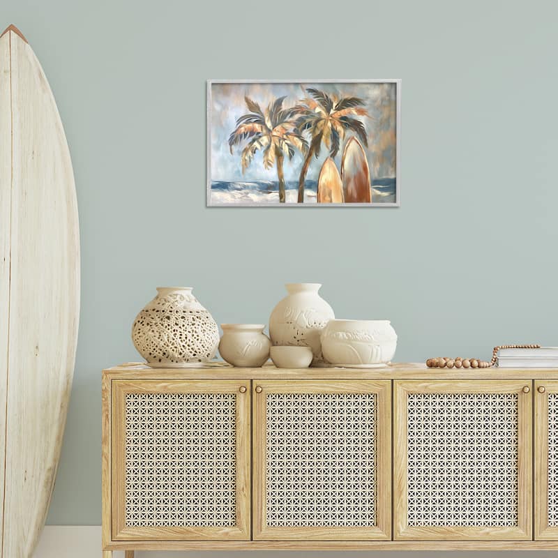 Stupell Warm Tropical Surfboards Framed Giclee Art Design By Ramona Murdock