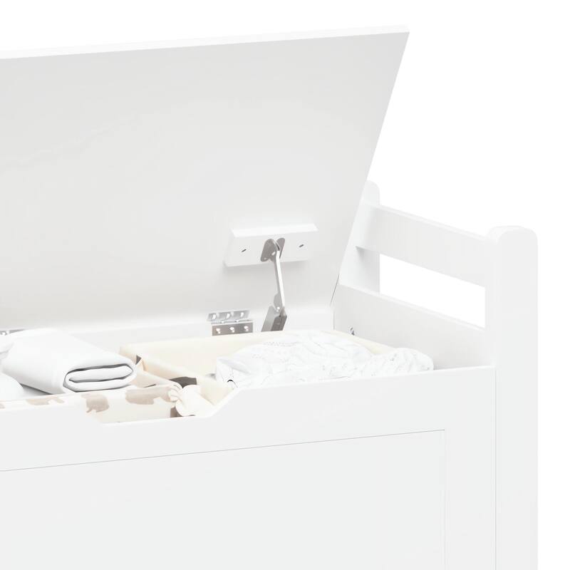 Anmytek Safety Flip Top Storage Bench Kids Bedroom Seat White Modern Organization Toy Storage