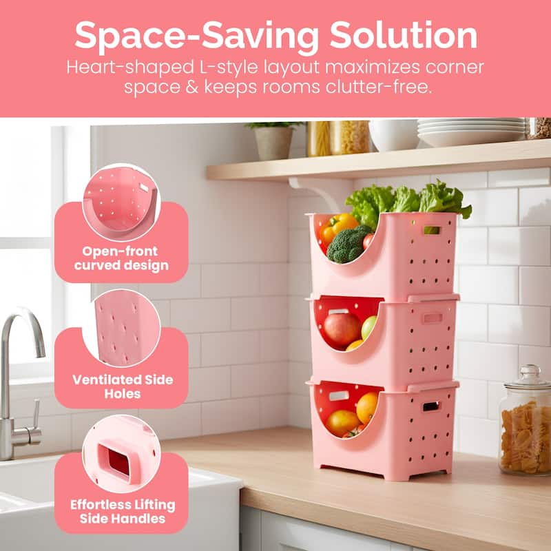 Basicwise Plastic Stackable Storage Containers