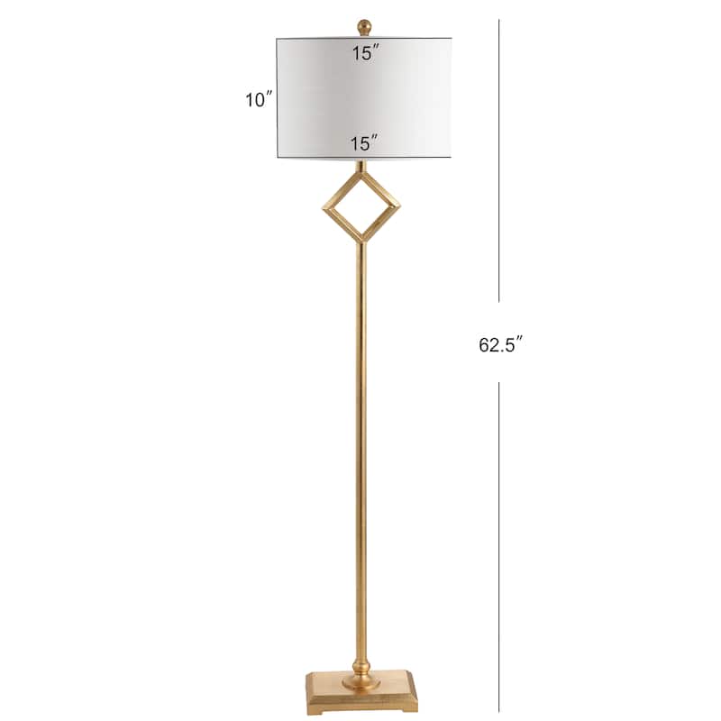 Miami 62.5" Metal LED Floor Lamp, Gold Leaf by JONATHAN Y - Gold Leaf - 62.5" H x 15" W x 15" D