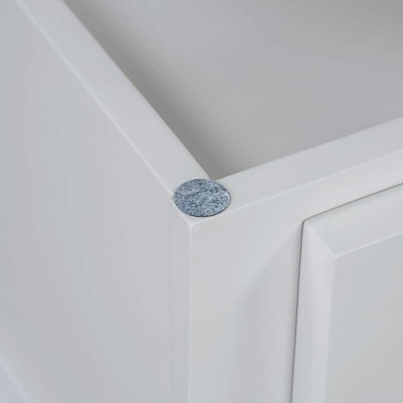 Roomfitters Classic Entryway Bench with Cushion, 3 Hidden Storage Spaces, Grooved Doors and Round Handles