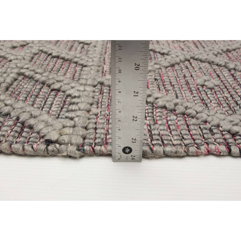 ECARPETGALLERY Braid weave Sienna Grey Wool Rug - 4'11 x 8'2