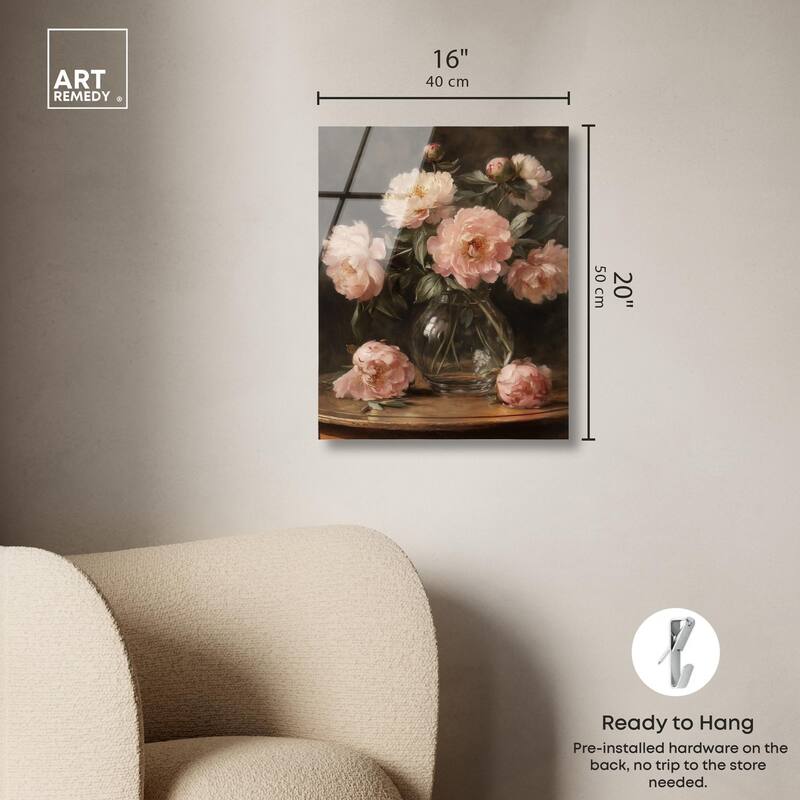 Vintage Velvet Vase Acrylic by Art Remedy, Ready to Hang
