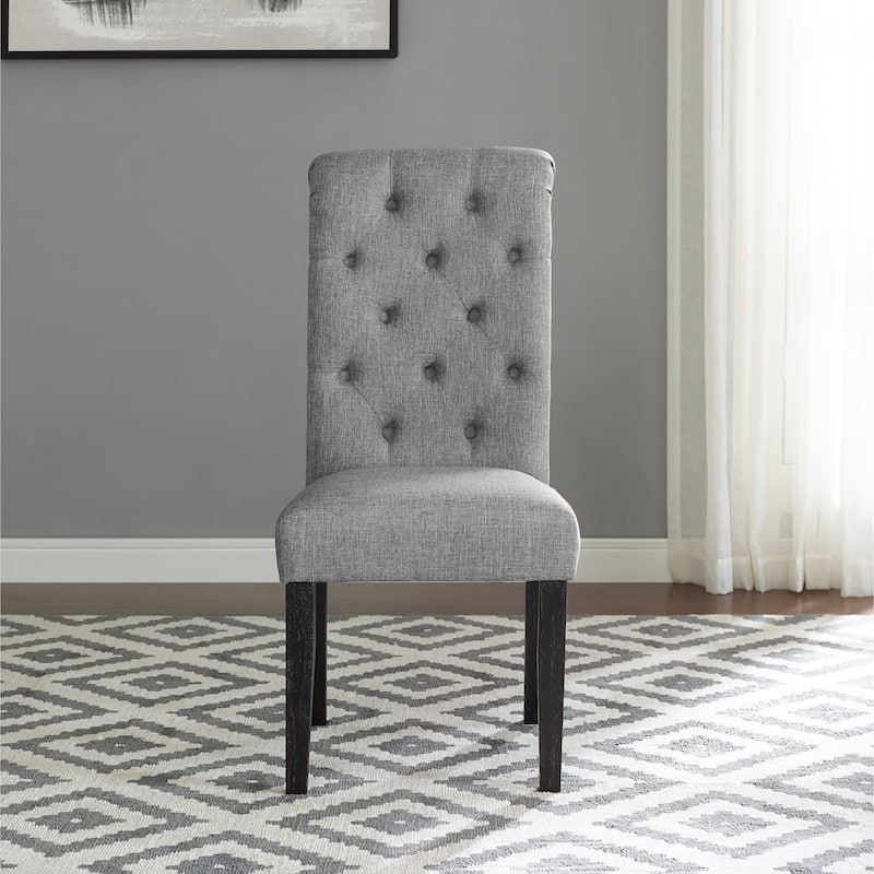 Roundhill Furniture Leviton Urban Style Wood Dark Wash Turned-Leg Dining Set: Table and 4 Chairs