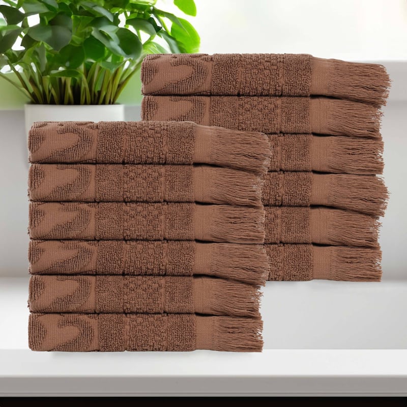 Superior Rolla Cotton Geometric Jacquard Face Towel Washcloth Set of 12