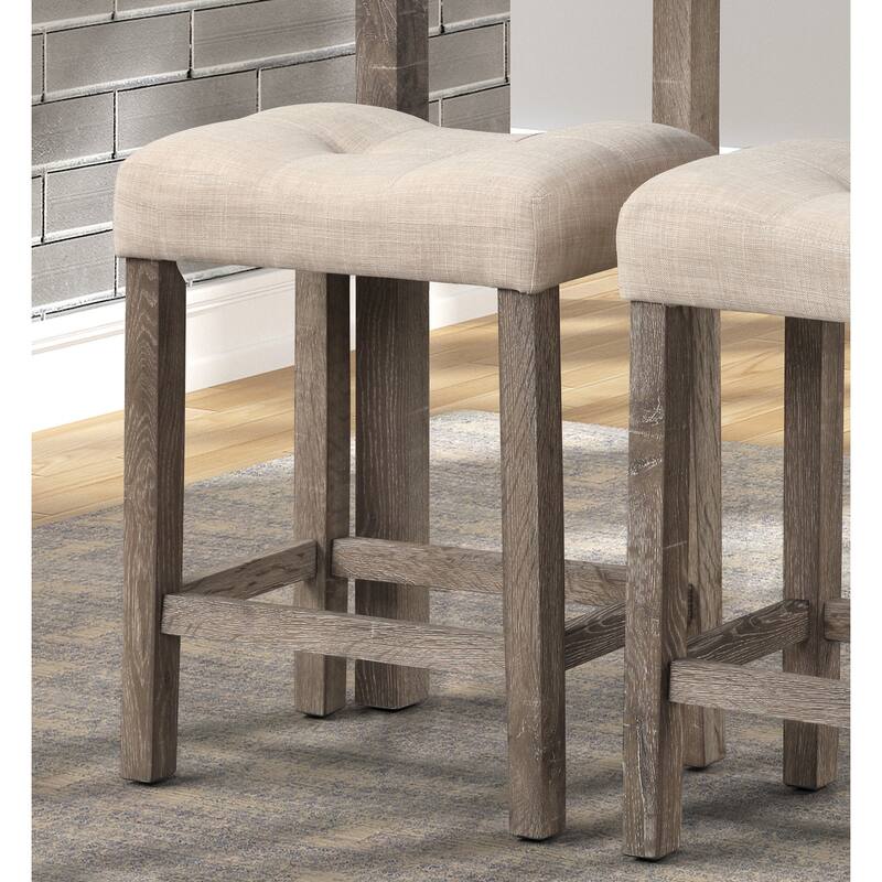 Button Tufted Counter Height Saddle Stool,Set of 2