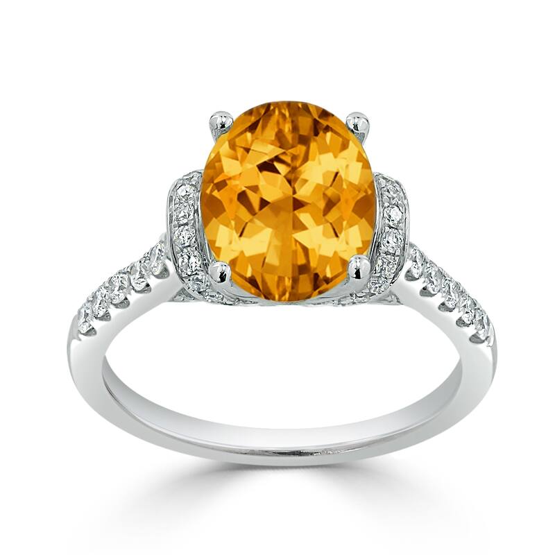 Auriya Modern 2 3/8ct Oval Citrine and Diamond Engagement Ring 3/8cttw 14k Gold