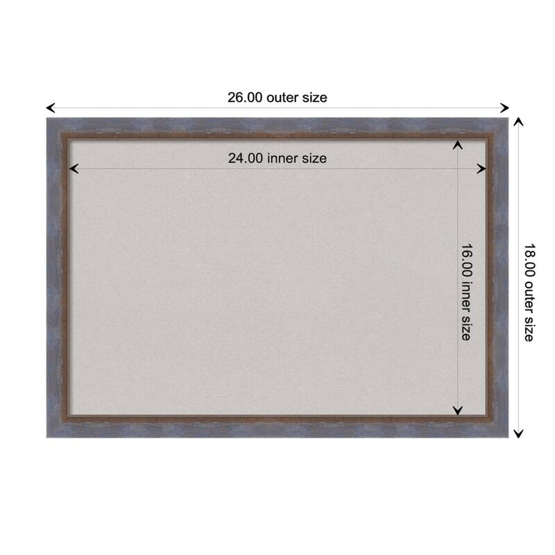 Two Tone Wood Framed Grey Corkboard Bulletin Board - Two Tone Blue Copper - Board Size 24x16