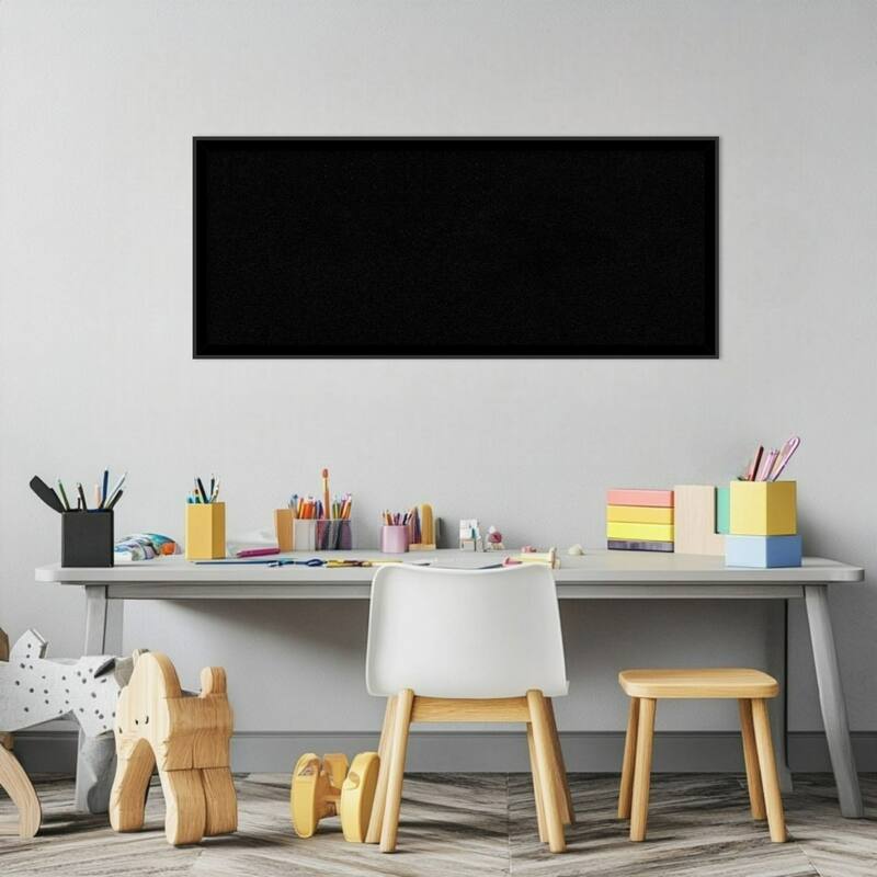 Incline Black Wood Framed Cork Board - Bulletin Board, Organization Board, Pin Board