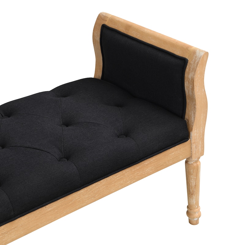 Christopher Knight Home - Valen Classic Tufted Upholstered Bench with Curved Arms and Solid Wood Frame