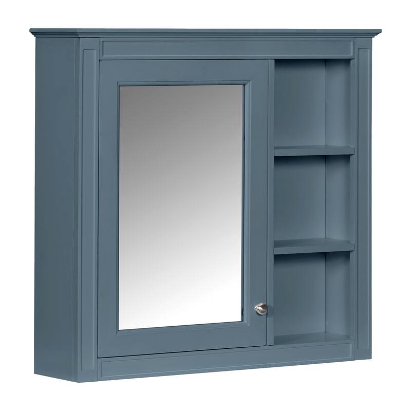 GDFStudio - Trellen Modern Wall-Mounted Bathroom Storage Cabinet with Mirror and 3 Open Shelves (No Bathroom Vanity) - 29.92"W