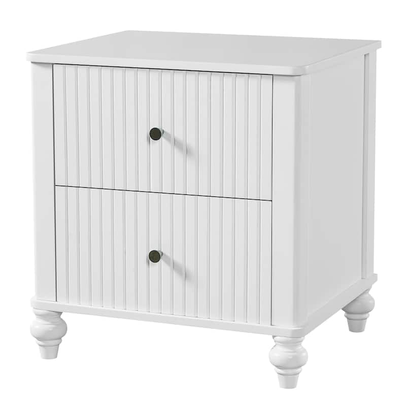 Christopher Knight Home - Modern Compact 23"H Wooden Nightstand Set with Vertical Slats Front Textured, Set of 2