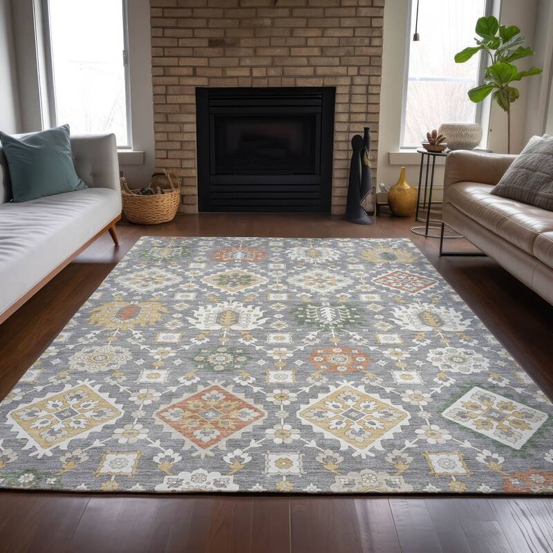 Machine Washable Indoor/Outdoor Boho Global Chantille Rug