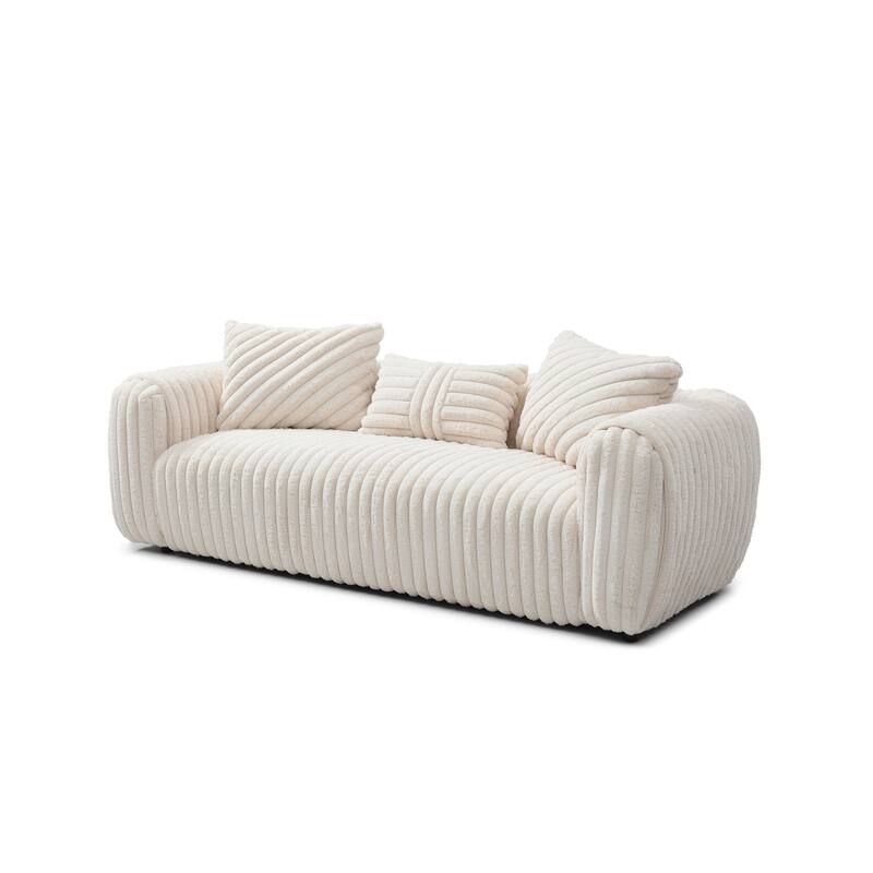 Cancun 94 in. Pillow Top Arm Polyester Straight Sofa in White