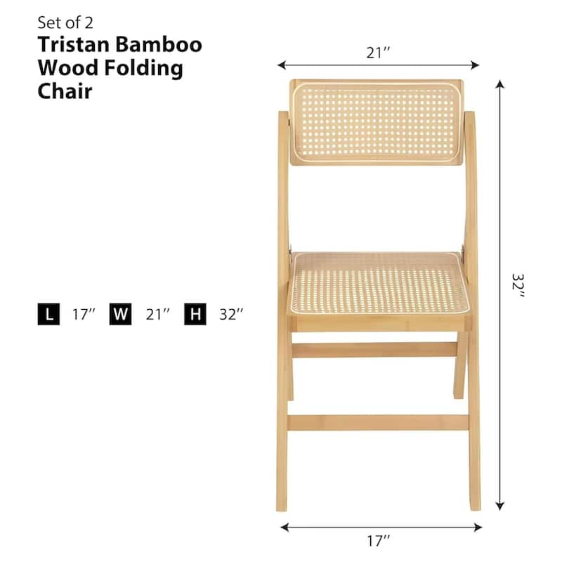 Aria Set of 2 Tristan Bamboo Wood Folding Chair