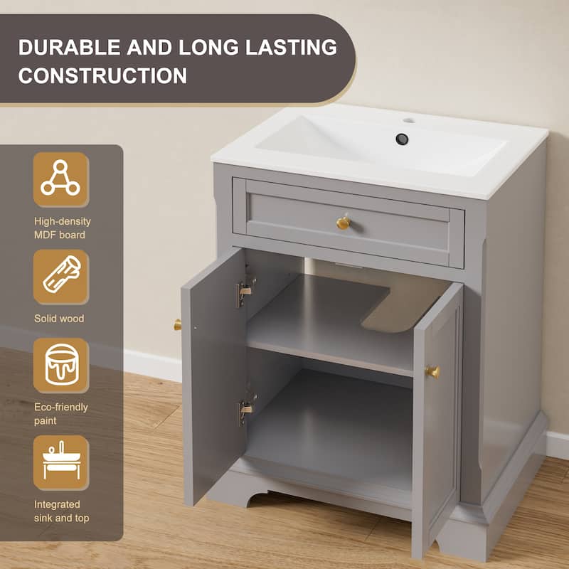 Retro Bathroom Vanity W/ Drop in Sink Combo Cabinet Set